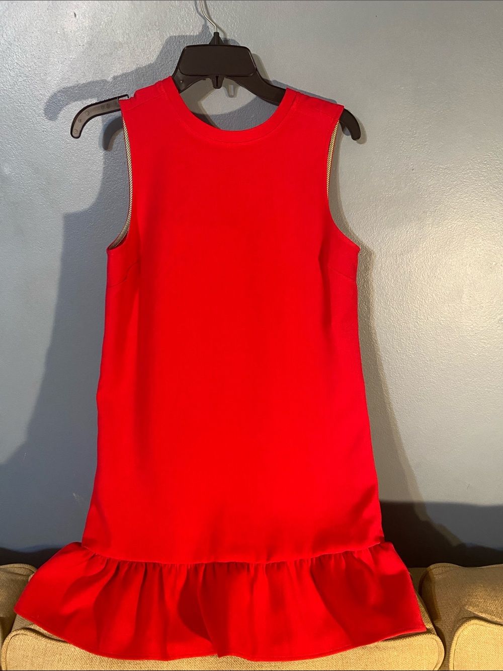 Vineyard vines Girls Red Sleeveless Ruffle-Hem Dress